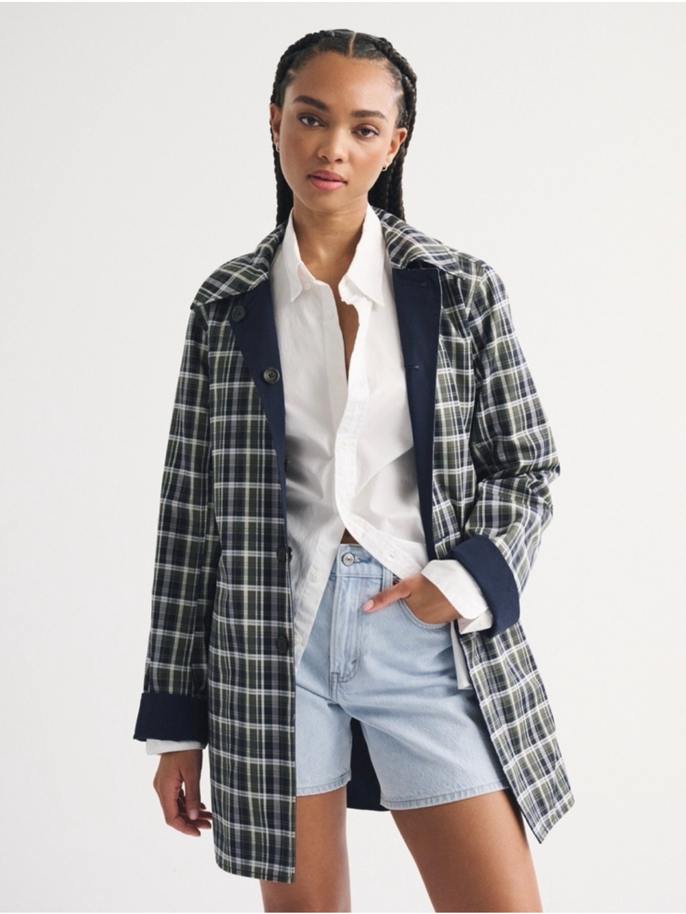 A&F 2-In-1 Reversible 100% Cotton Mac Coat, Size S